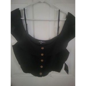 Lulus Cropped Top Women Size Large Black Sleeveless Off the Shoulder